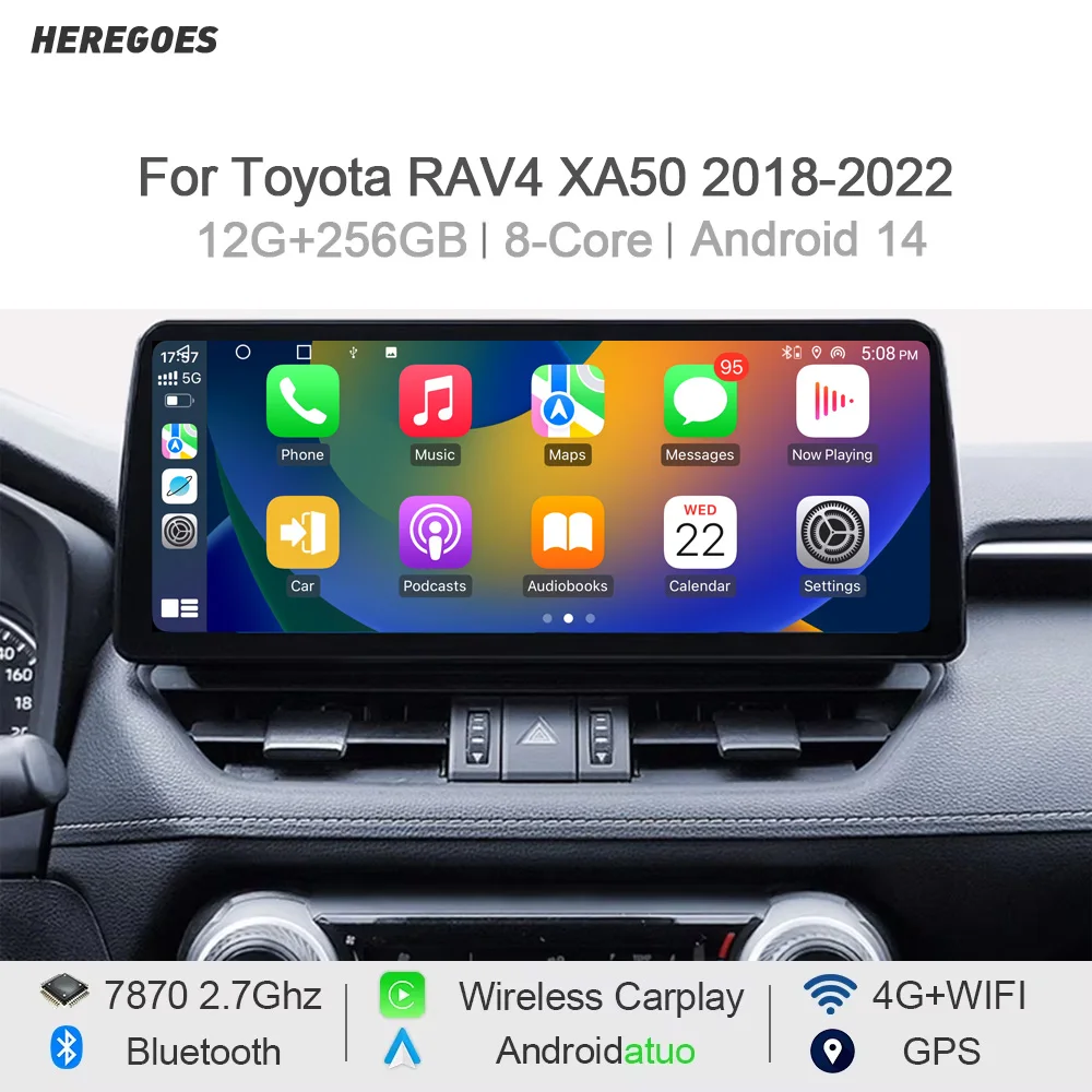 Carplay Auto Android 14 Auto DVD Player GPS Navigation 12 + 256GB Stereo Wifi Bluetooth Auto Radio Für Toyota RAV4 XA50 2018-2022