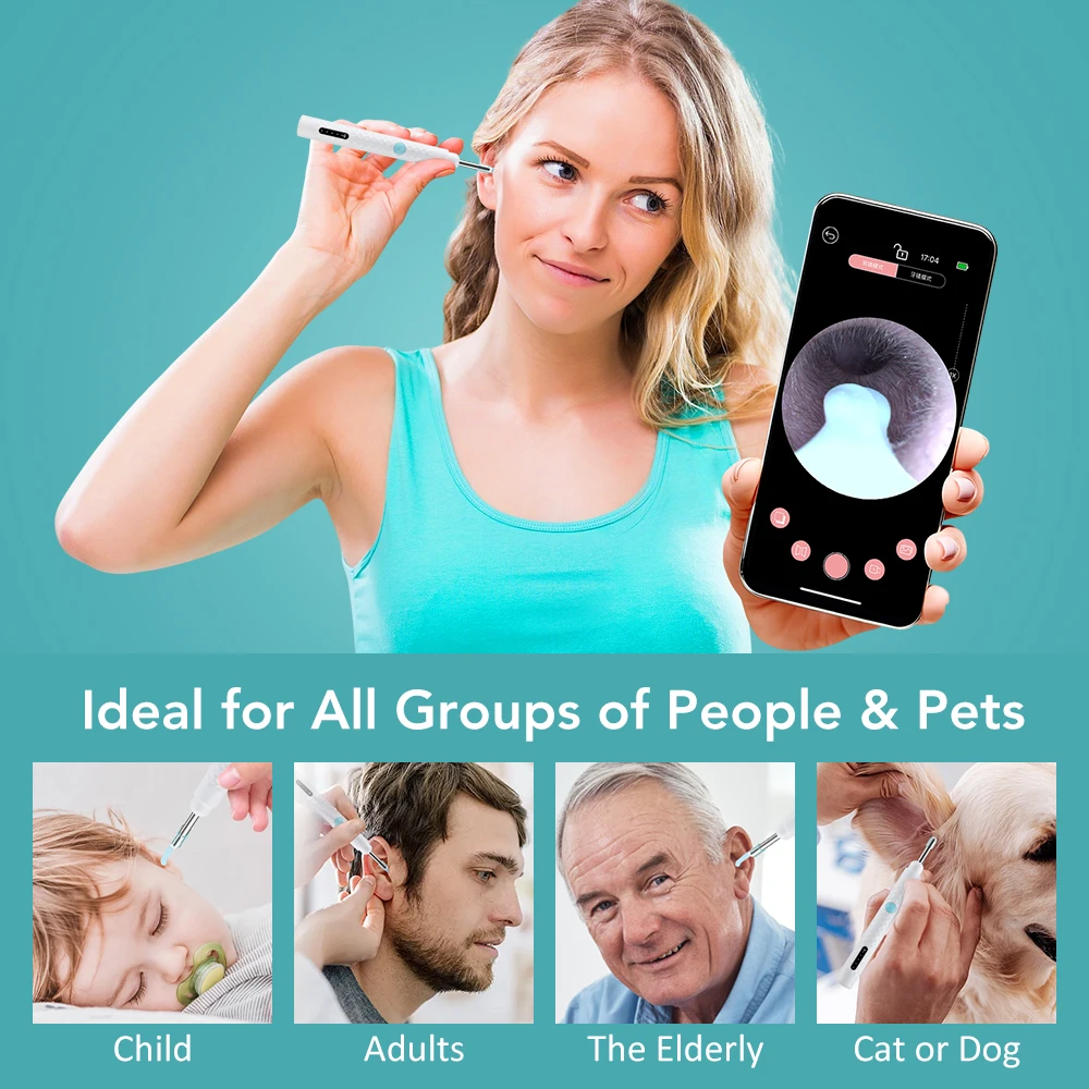 Visual Ear Wax Cleaner With Camera HD Endoscope Ear Pick Earwax Removal Cleaning Tool 2 In 1 Ear Spoons And Earwax Tweezers