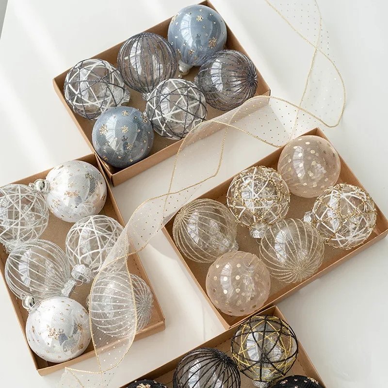 

6 шт. 8 см рождественские шары, украшения для рождественской елки, подвесные Прозрачные Шары, подвески, рождественские сферы 2023 для дома