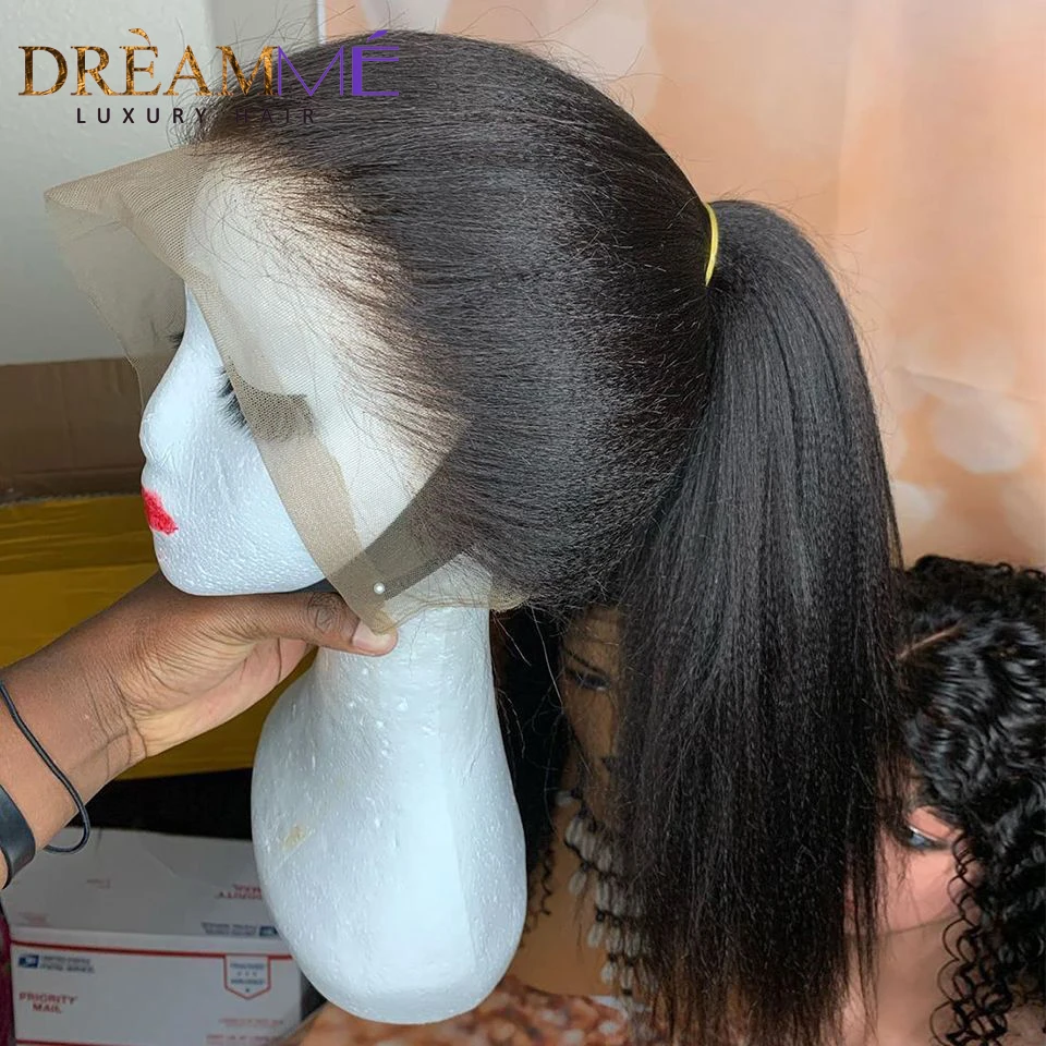 30 Inches 13x6 Lace Front Wig Yaki Straight Human Hair Wig Pre Plucked Remy Brazilian 360 Full Lace Wigs Human Hair Wigs