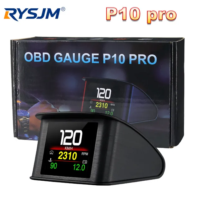 HD P10-PRO OBD2 HUD Car Head Up Display Digital Speedometer Auto On-board Computer With Speed RPM Temperature Voltage Alarm 1