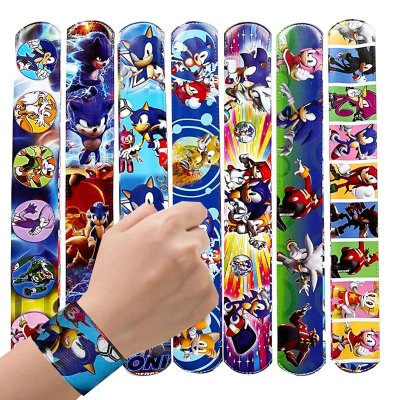 

Anime Sonic The Hedgehog Children Clap Ring Slap Bracelets Kids Party Snapping Rings Toy Children's Birthday Gift Factory Outlet