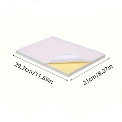 50-Pack Premium Glossy Self-Adhesive Label Paper, A4 Size, Printable for Inkjet & Laser Printers, Bright White, Quick-Drying (WHITE)