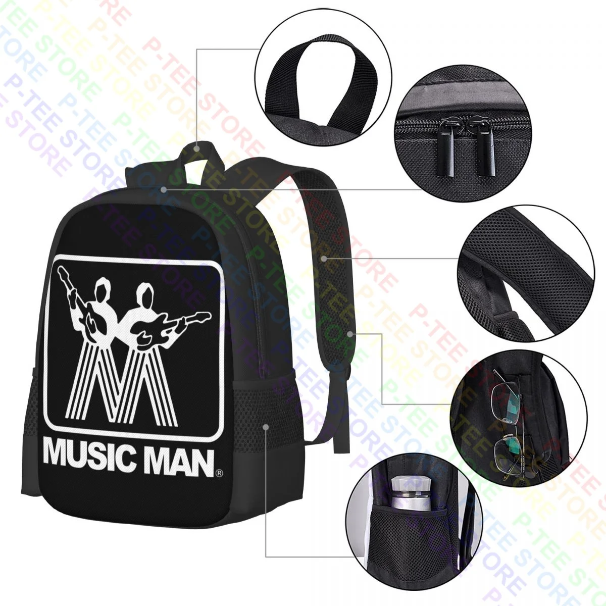 Musicman Logo Awesome Cond Guitar Bass AmpBackpack Large Capacity Gym Riding Backpack