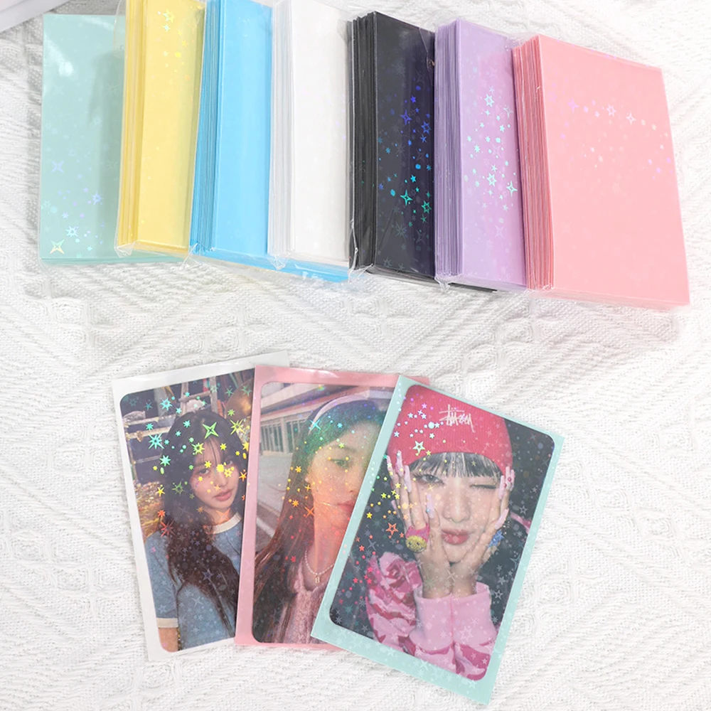 

50Pcs Laser Star Flashing Photo Card Sleeve 61x91mm Card Foil Idol Photo Card Holder Korea Toploader Photos Protector Cover