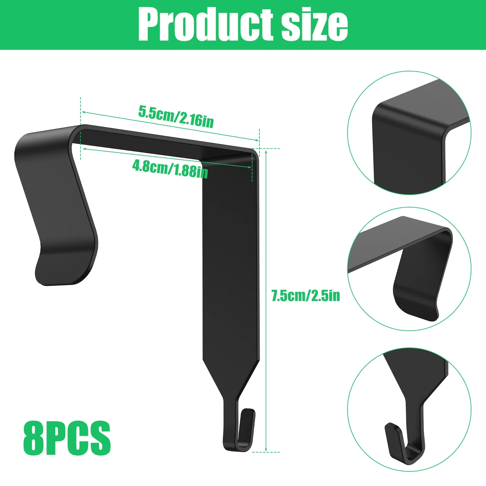8Pcs Over The Door Hooks Metal Over The Door Hangers Strong Bearing Capacity Clothes Hooks Sturdy Anti-Slip