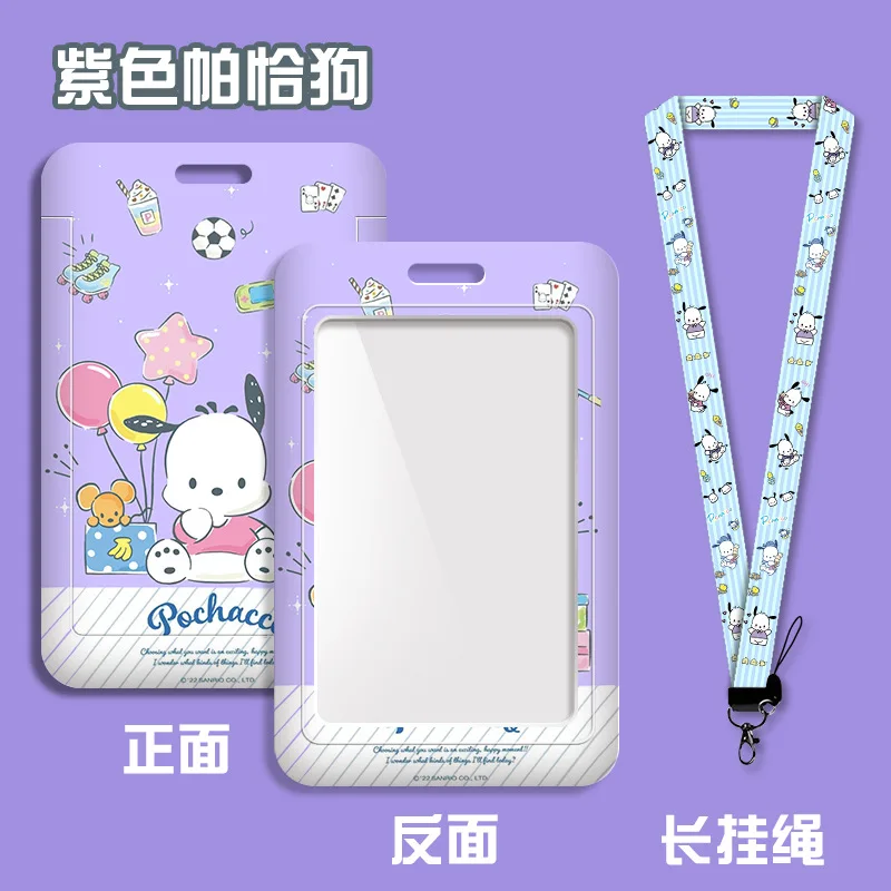 

Anime Sanrio Keychain Cosplay Pochacco Pendant Work Bus Card Holder Plastic Lanyard Retractable Buckle Student Christmas Gifts