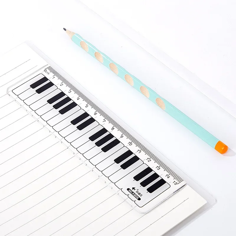 

1pcs 15cm Plastic Painting Ruler Bookmark School Piano Keyboard Plastic Straight Rulers Student Drawing Tool School Supplies