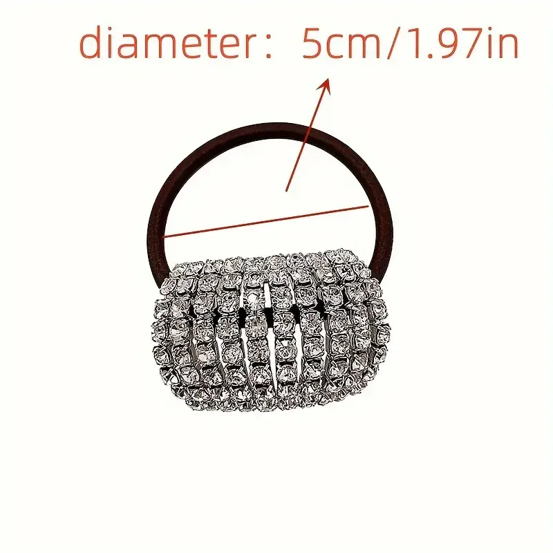 Sparkling rhinestone decoration hair ring elastic headband ponytail holder retro fashion hair clip for women and daily use 6