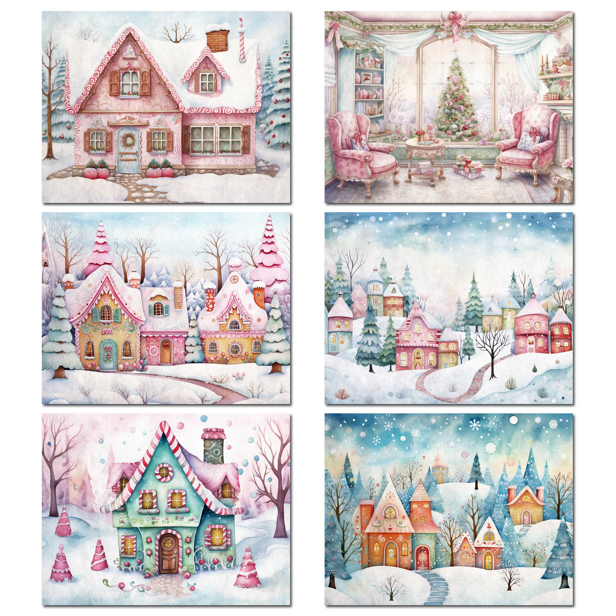 Scrapbooking Paper 54pieces Christmas DIY Writable Background Paper Set with Sticker for Arts Crafts Scrapbooking Supplies