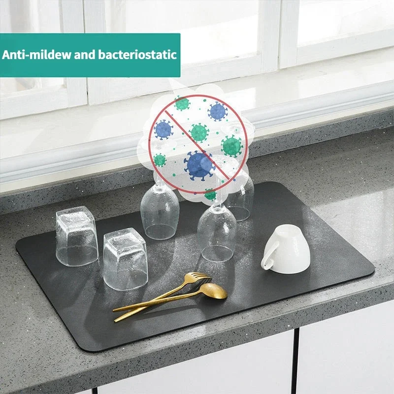 Drying Mat Diatomite Kitchen Sink Drainer Dish Drying Absorbent Coffee Mats Dinnerware Placemat