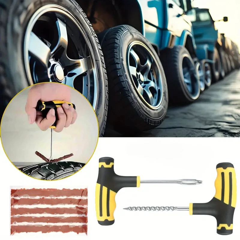 8pcs tire repair kit tire plug kit to fix punctures and plug flats patch tire repair tools set for cars motorcycles trucks tractor details 2