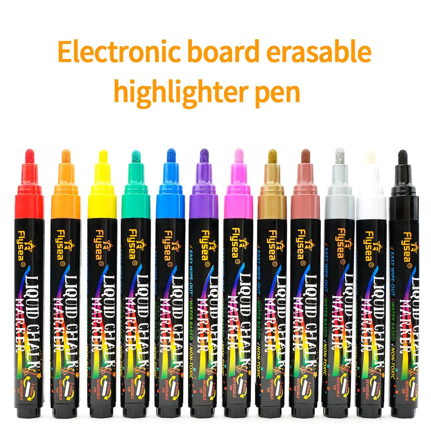 12 Stück/Set Flüssigkreidemarker, abwischbar, für LED-Schreibtafeln, Glasfenster, Kunst, 12 Farben, 3 mm bis 6 mm Spitze – Detail 8