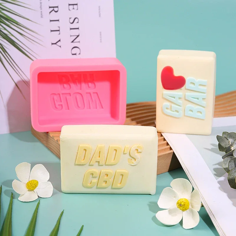 Silicone Soap Mold DIY Chocolate Ice Cake Baking Kit 3D Artifact Plaster Resin Candle Making Tool Square/Heart English Letters