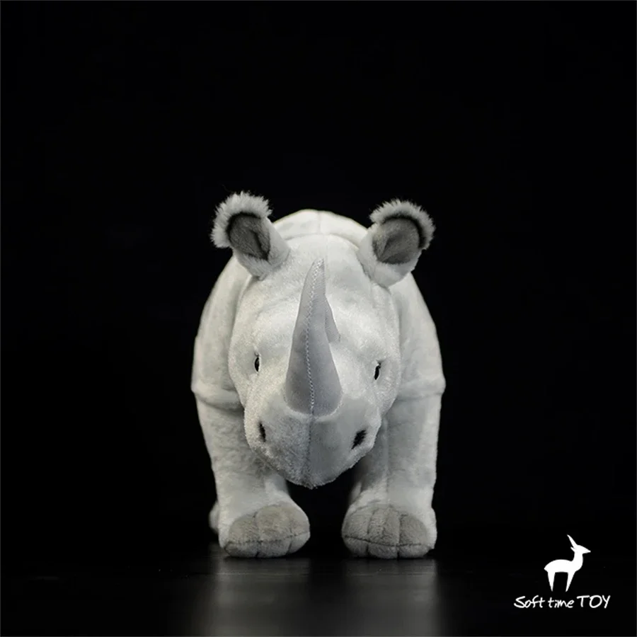 White Rhinoceros High Fidelity Anime Cute Plushie Rhino Plush Toys Lifelike Animals Simulation Stuffed Doll Kawai Toy Gifts Kids 3