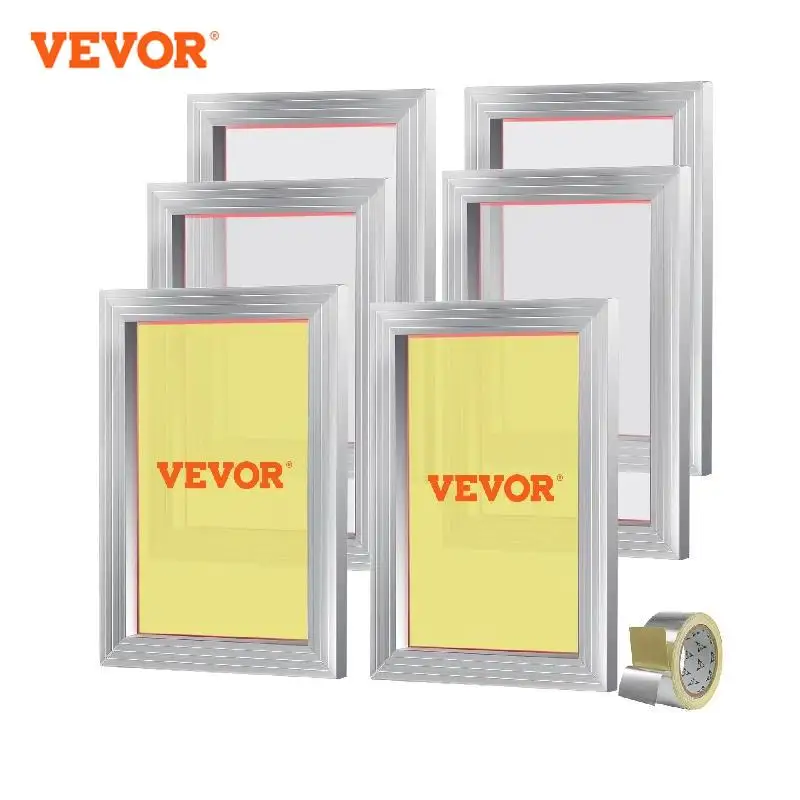 VEVOR 6 PCs Screen Printing Kit 10x14 inch Aluminum Silk Screen Printing Frames Silk Frame Tension Nylon Mesh