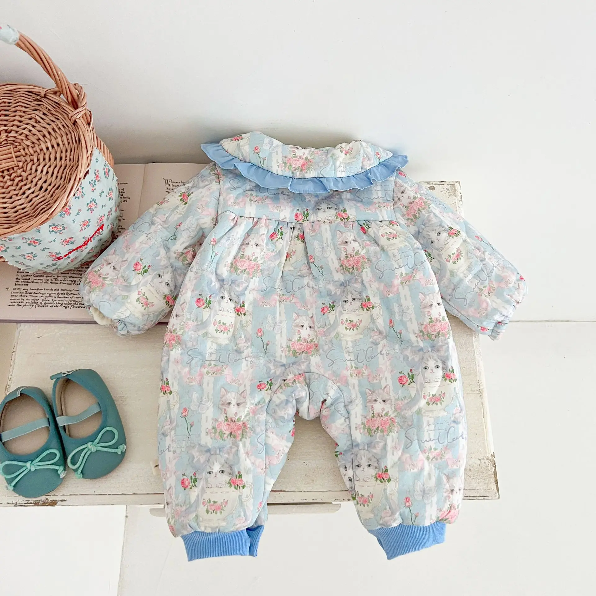 winter new baby plus fleece thickened onesie girl baby super cute crawling Kids Onepiece Fashion Baby Clothing