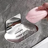 Stainless Steel Shower Soap Holder Free Punching Wall Mounted Soap Dish Bathroom Soap Tray Shampoo Racks Shelves Organizers 2