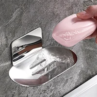 Stainless Steel Shower Soap Holder Free Punching Wall Mounted Soap Dish Bathroom Soap Tray Shampoo Racks Shelves Organizers 2