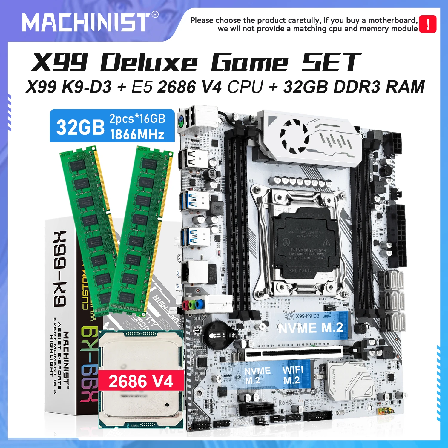 MACHINIST X99 K9 D3 placa base LGA 2011-3 kit opcional Intel Xeon E5 ...