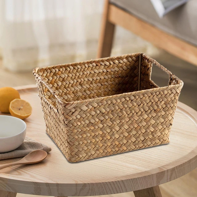 Rectangular Storage Baskets for Pantry, Small Rattan Kitchen