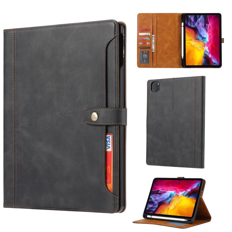 Livro de Couro de Luxo com Tampa do Suporte do Slot para Cartão Ipad Air Ipad Pro 11 12.9 Mini 10.9 Case de