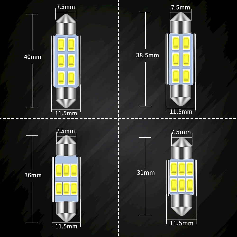 4 Stücke C5W Led Auto Girlande-31mm 36mm 39mm 42mm für Auto Kennzeichenbeleuchtung Leselampe Weiß Kristall Blaue Farben – Detail 2