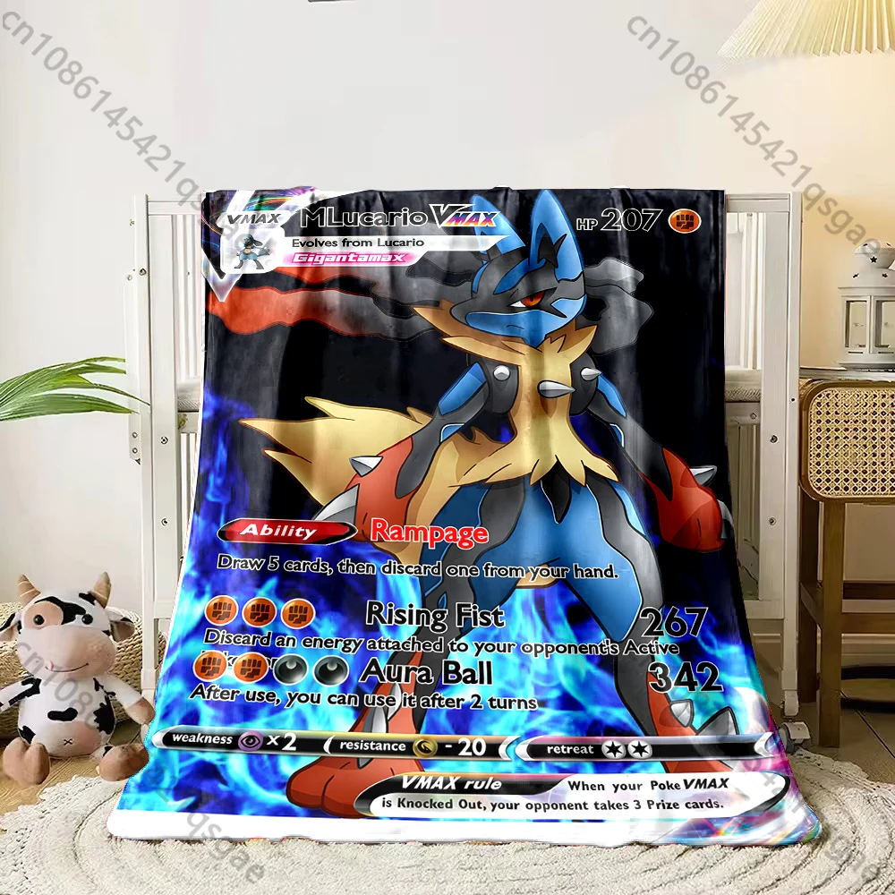 Game Pokémon Cards Lucario Printed Blanket Childr Adult Blanket Soft  Warm Bedding for Bed Sofa Outdoor Travel Cover Blankets 6