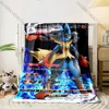 Game Pokémon Cards Lucario Printed Blanket Childr Adult Blanket Soft  Warm Bedding for Bed Sofa Outdoor Travel Cover Blankets 6