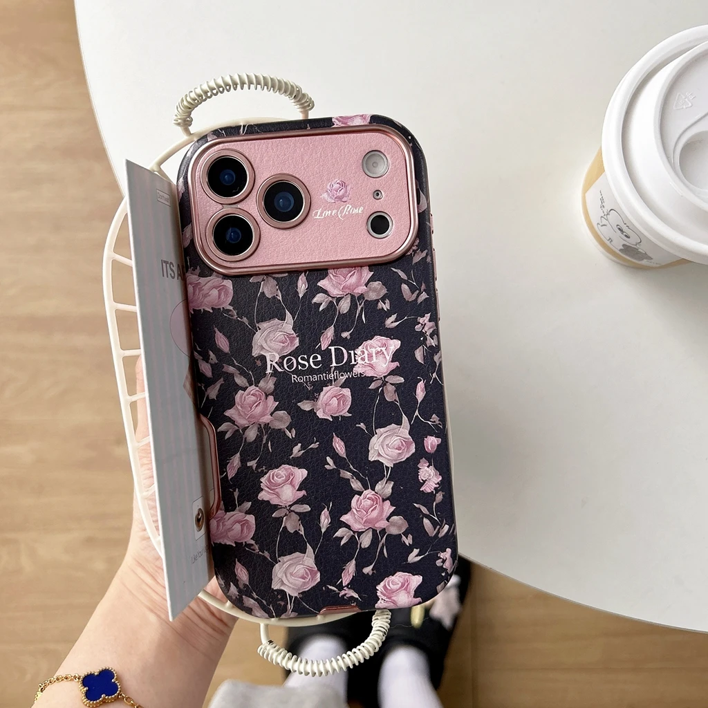 Vintage Rose Totem Lace Design Shockproof Phone Case with Camera Lens Protection