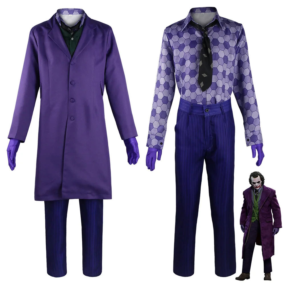 

Dark Cos Knight Joker Cosplay Costume Coat Vest Pants Outfits Fantasia Men Halloween Carnival Party Roleplay Disguise Clothes