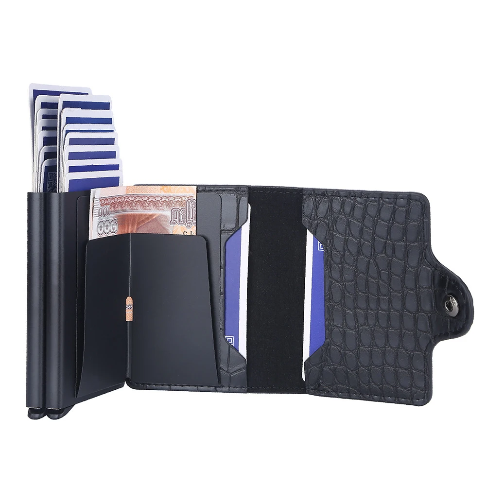 New anti-magnetic card bag men's European and American crocodile pattern automatic bullet card type double-layer card holder car