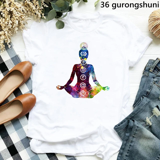 Women'S Clothing Watercolor Buddha Chakra Meditation T-Shirt Femme