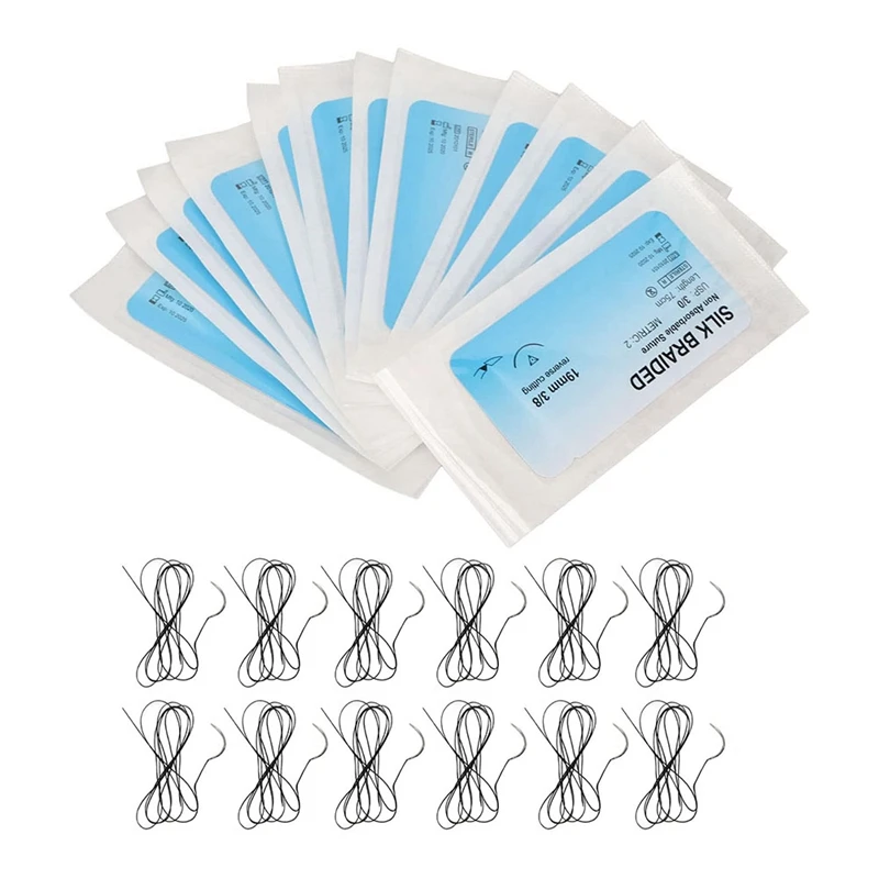 

12Piece Suture Set Suture Thread With Curvedneedle Wound Suture Practice Thread For Clinic For Veterinary