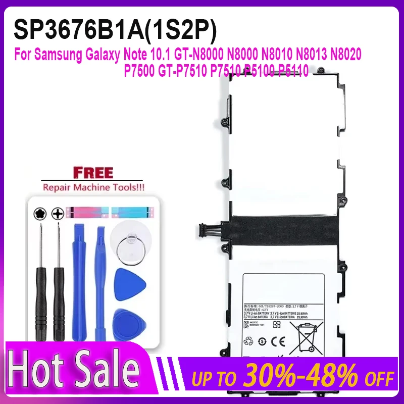 Tablet Battery 7000mAh SP3676B1A(1S2P) for Samsung GALAXY Note 10.1 GT N8000 N8010 N8020 GT P7500 P7510 Tab 2 P5100 Batteries