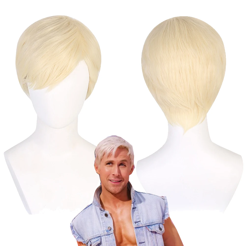 

Ken Cosplay Wigs Fantasy Costume Accessories 2023 Movie Barbei Disguise Heargear Boys Adult Men Halloween Carnival Suits Props