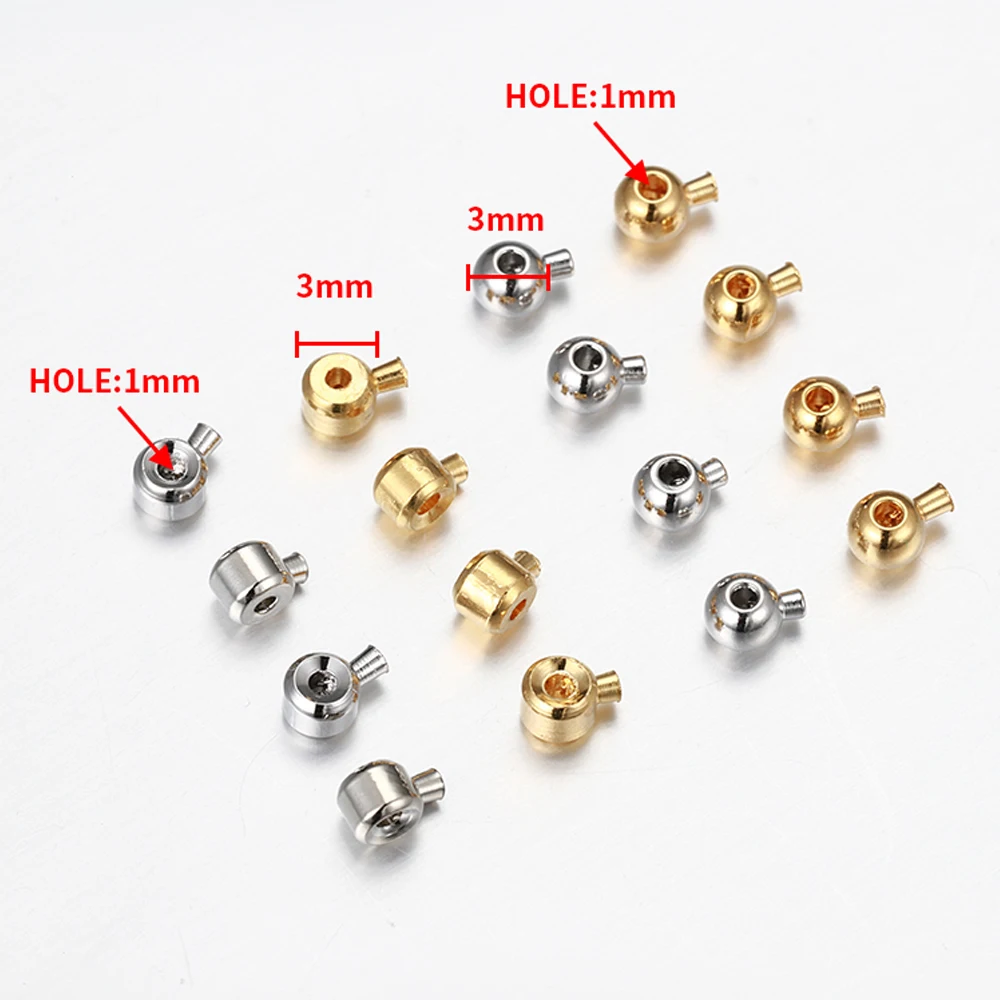 10-20 stücke Verschluss Metall Crimp Ende Perlen Gold Farbe Perle Taste Verschlüsse für DIY Schmuck, Die Entdeckungen Komponenten handmade Großhandel – Detail 1