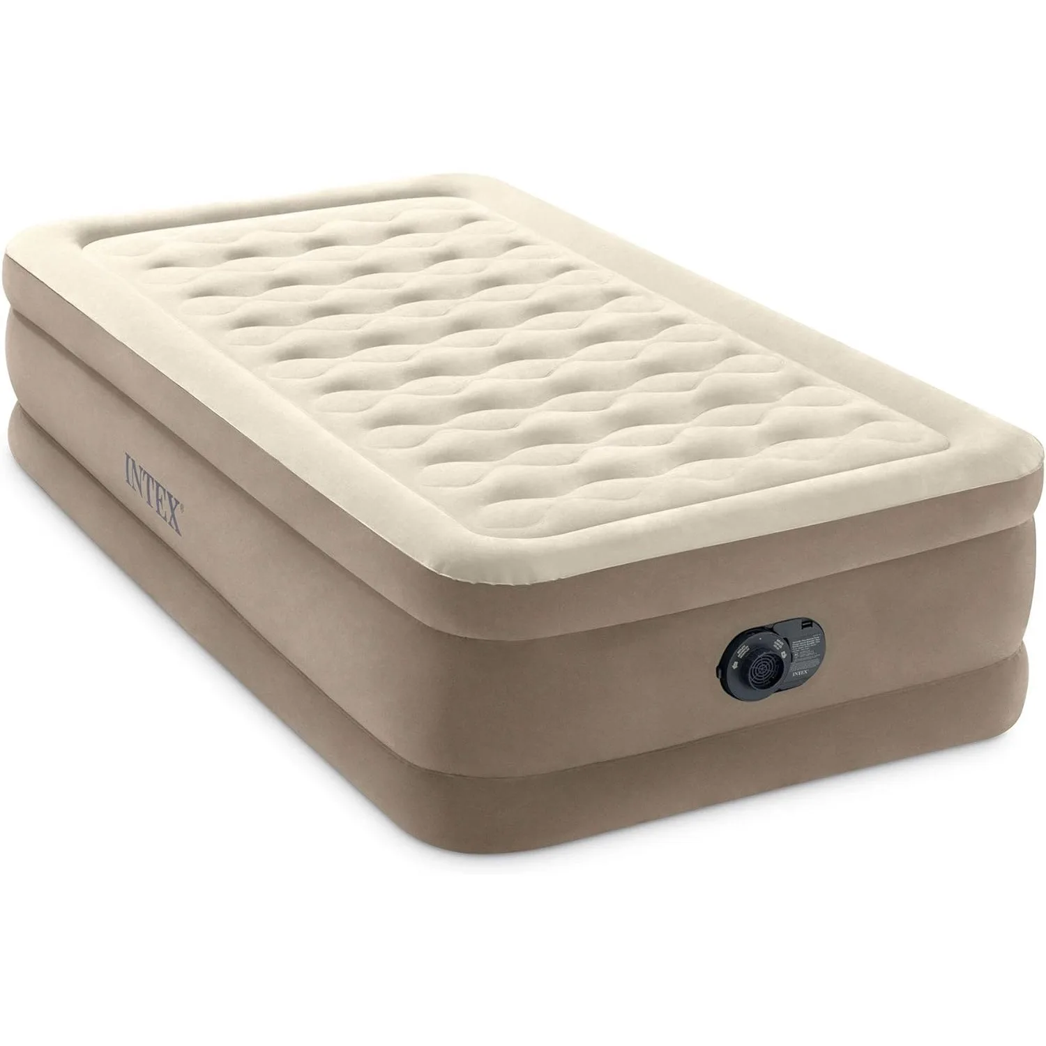 64425ED Dura-Beam Deluxe Ultra Plush Air Mattress: Fiber-Tech – Twin Size – Built-in Electric Pump – 18in Bed Height