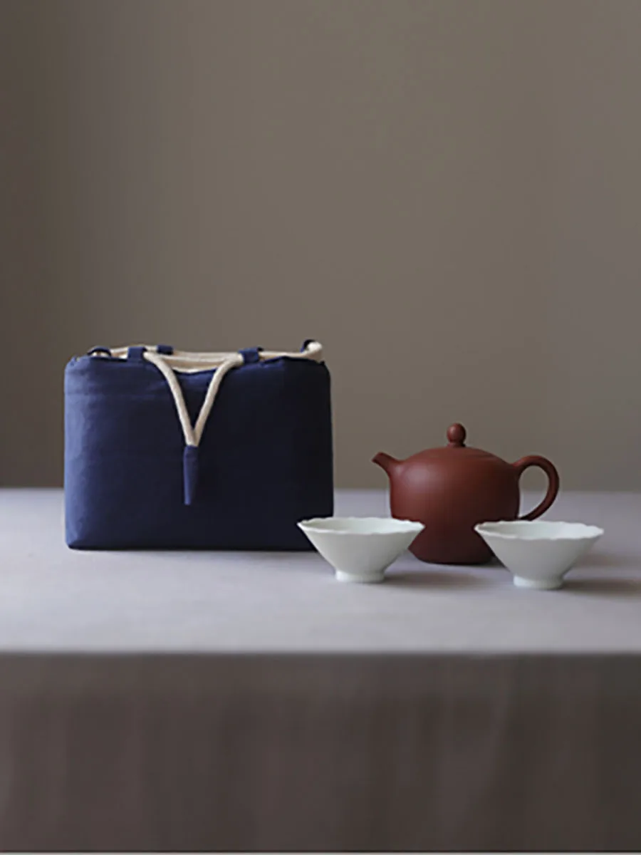 Handmade thickened cotton cloth holds travel bags, cloth bags, tea sets, tea pots, tea cups, one pot, two cups, cloth bags