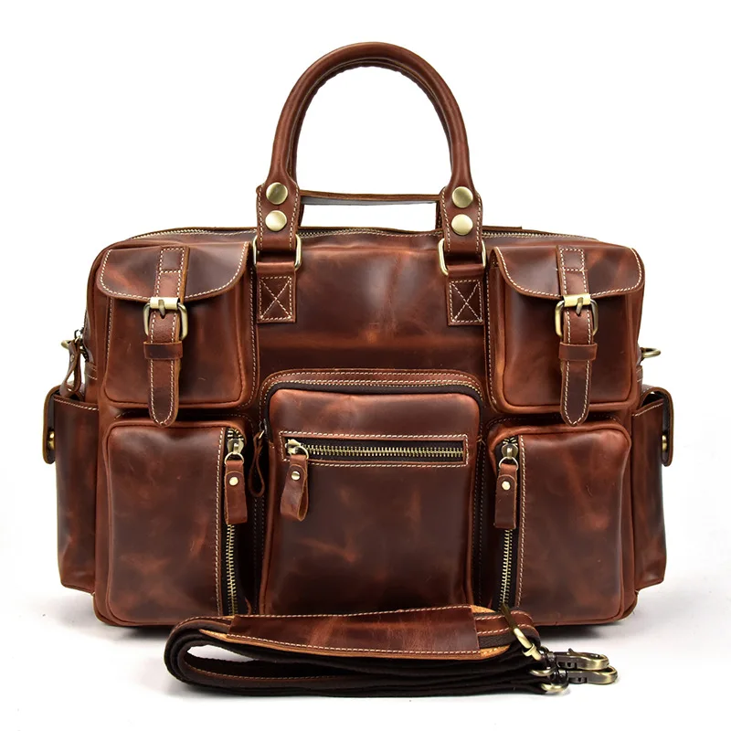 Distressed Large Leather Lenovo Mens Messenger Laptop Bag Briefcase