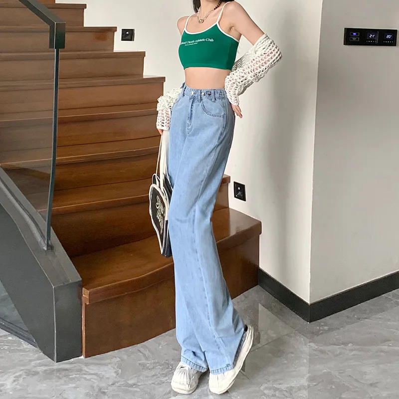 Baggy Jeans Comfort Cotton Vintage Blue Casual Loose Retro High Waist Pants Street Style Wide Leg Straight Trousers Streetwear