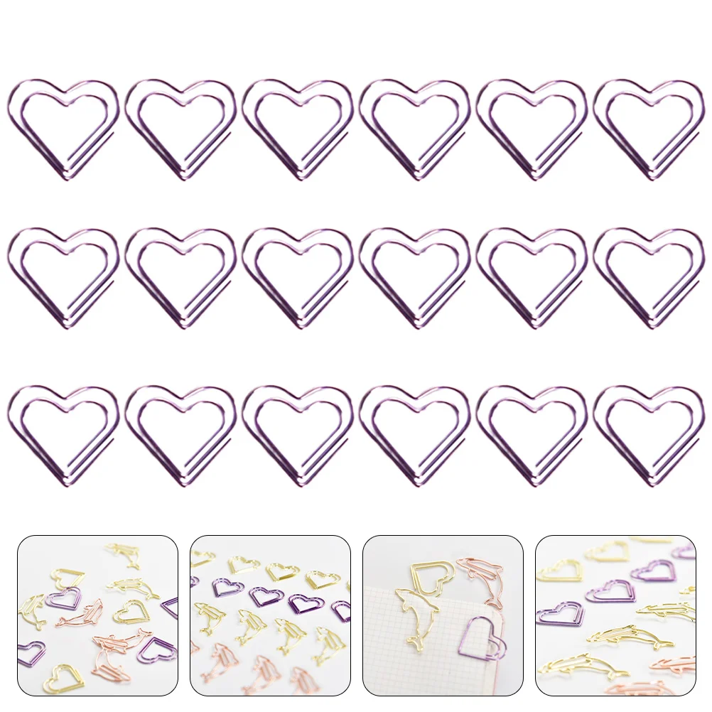 

18 Pcs Decorative Bills Clamp for Office Paper Clip Metal Paperclips Novelty Shaped Purple Iron