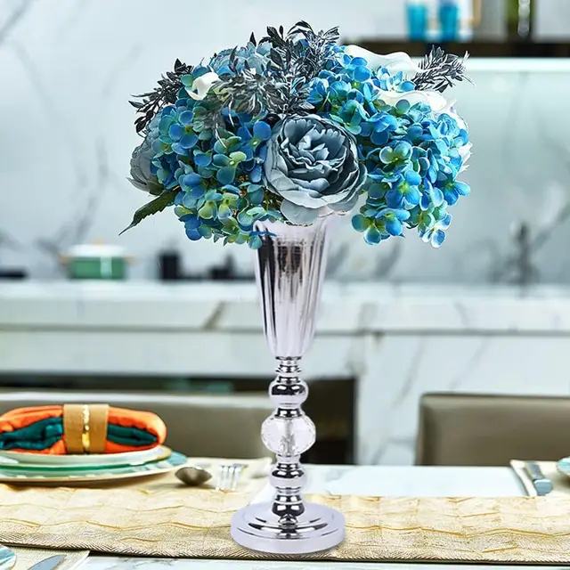 44.5cm Floral Vase Silver Tall Stunning Iron Flower Vase Urn Luxury Wedding Home for Wedding and Engagement