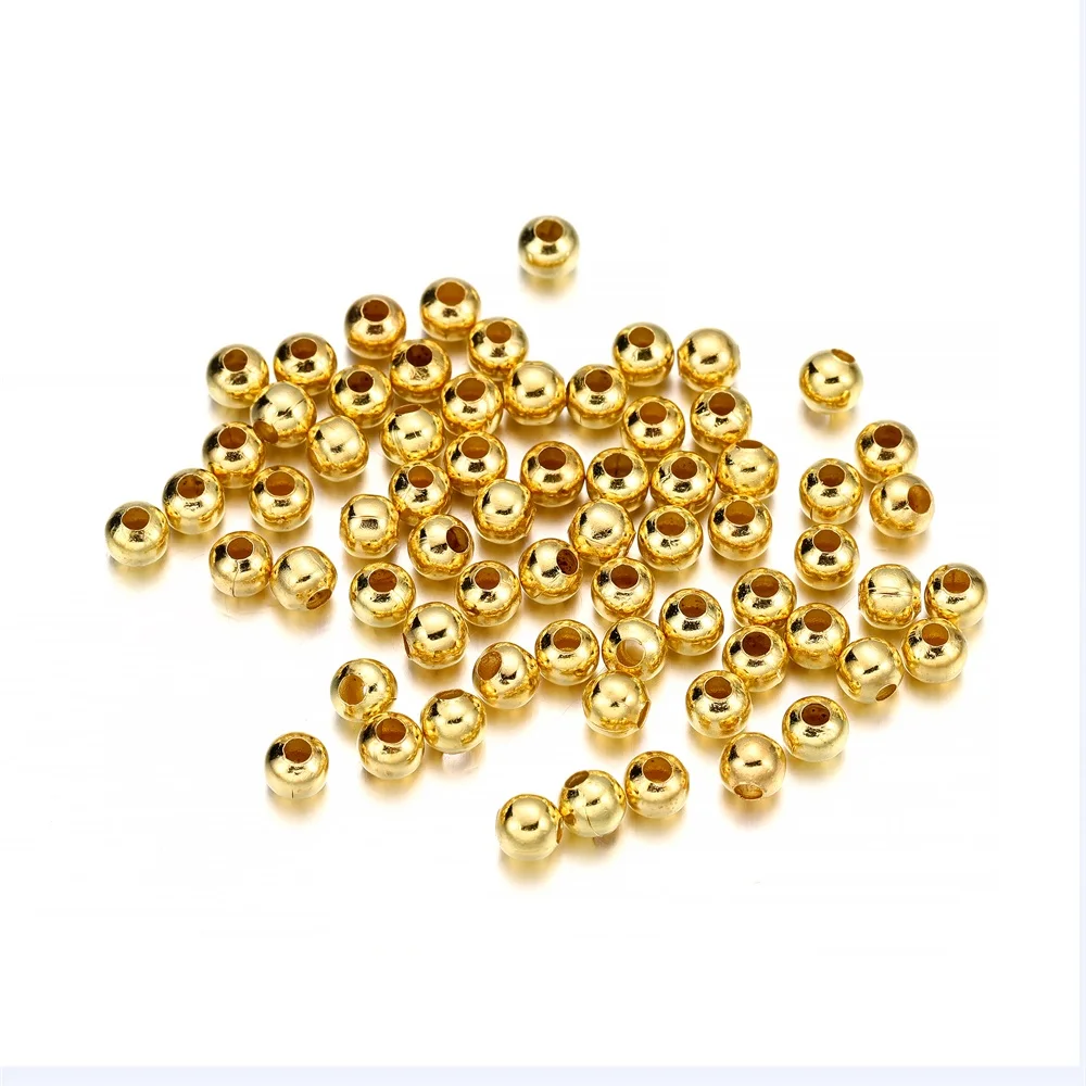 30-300pcs Metal Beads Smooth Ball Spacer Beads For Jewelry Making 3 4 5 6 8 10mm Gold Color Bronze Bead Jewelry Findings
