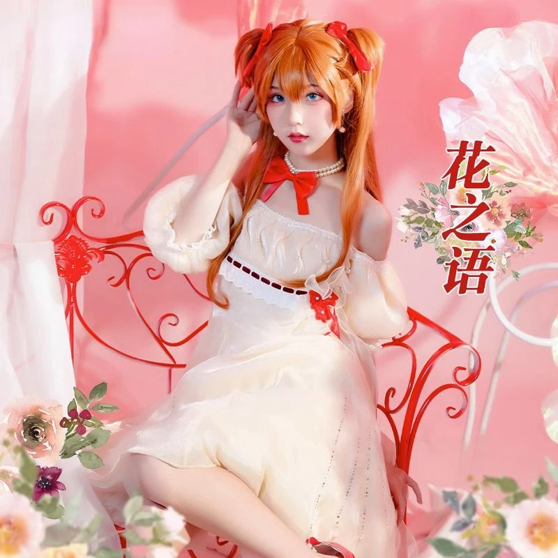 

Женский парик для косплея ANIMECC, искусственное платье с венчиком цветов для косплея, костюмы для Хэллоуина для женщин и девушек