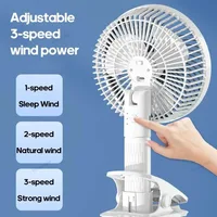 Mini ventilateur à pince ventilateur de bureau multifonctionnel avec pince ventilateur mural Portable Rechargeable Mini ventilateur pliable réglage à 3 vitesses 4