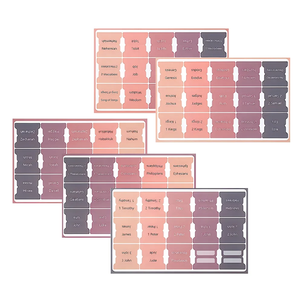 

5 Sheets of Bible Index Tabs Paper Bible Tabs Bible Study Tabs Bible Books Tabs for Men
