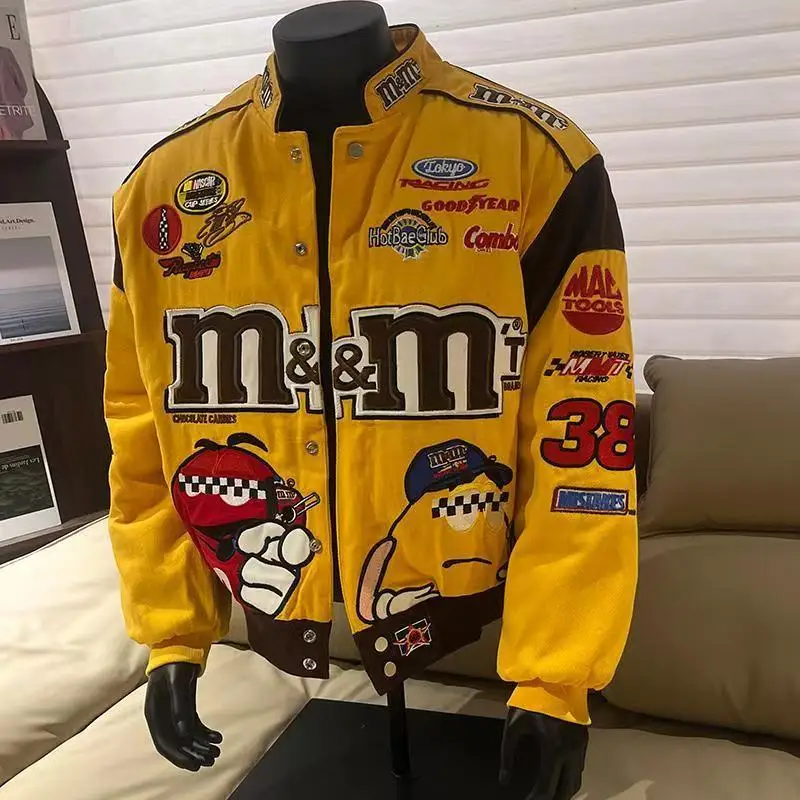 American Cartoon Embroidery Men Baseball Jacket Unisex Spring Autumn vintage Fashion Crand Loose Jacket motorcycle Printing Coat 3