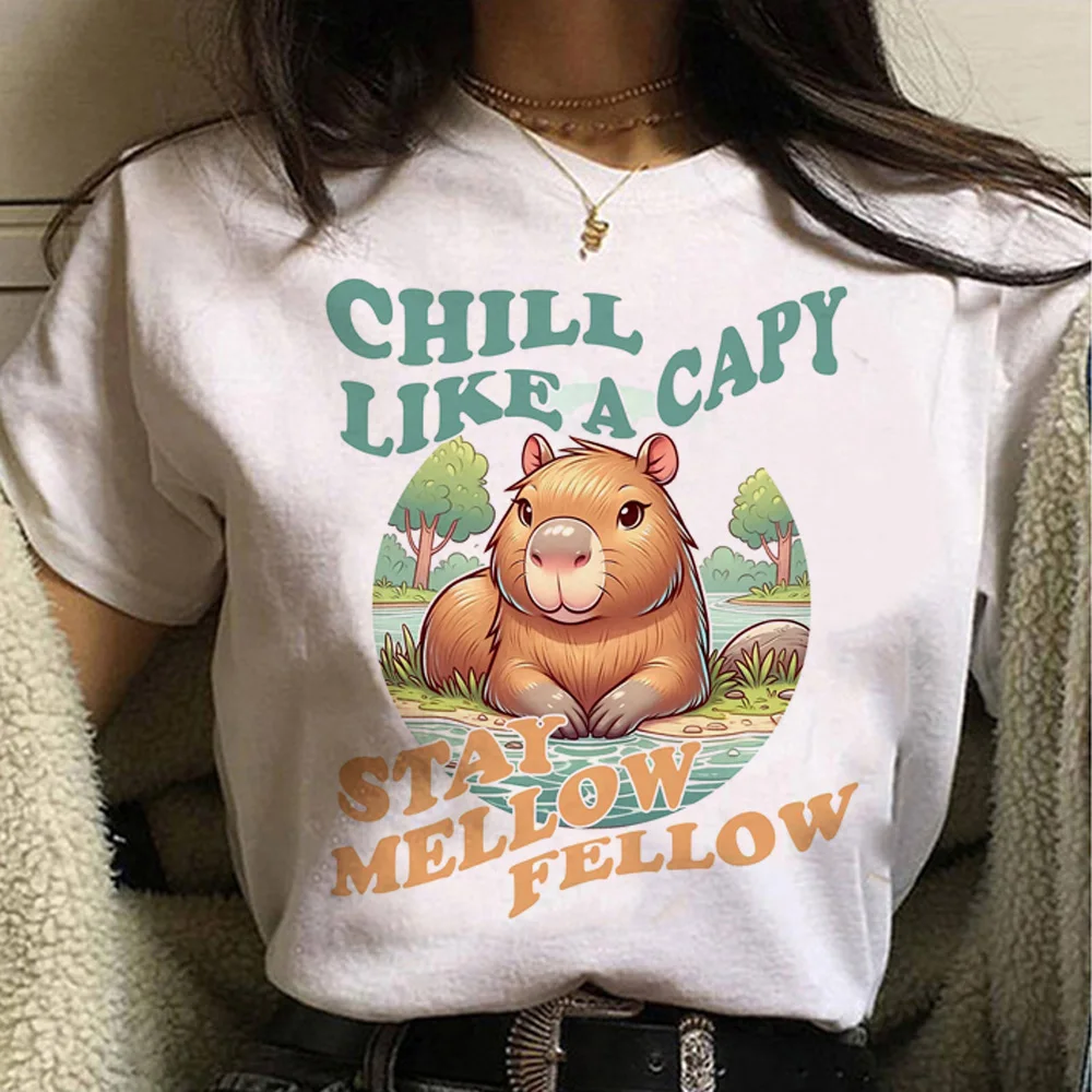 

Capybara top women Y2K streetwear manga t-shirts girl streetwear funny manga clothing