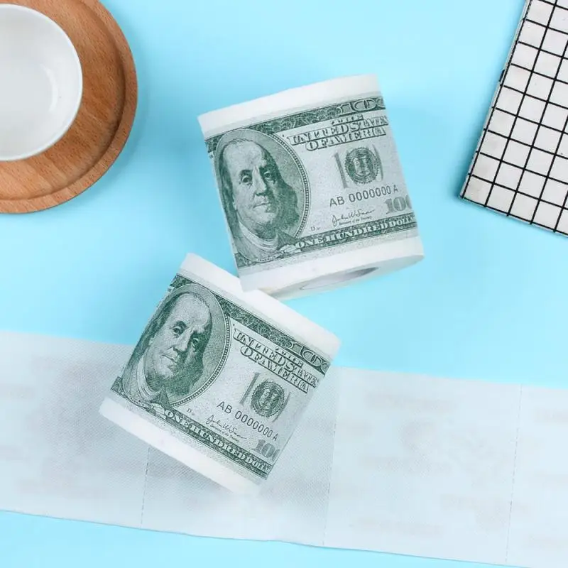 Toilet Roll Paper Paper Towel Paper Tissue Creative Roll Paper Funny One Hundred Dollar Printed Toilet Paper Novelty Towels Gift Humor Amusing Home Cleaning Supplies